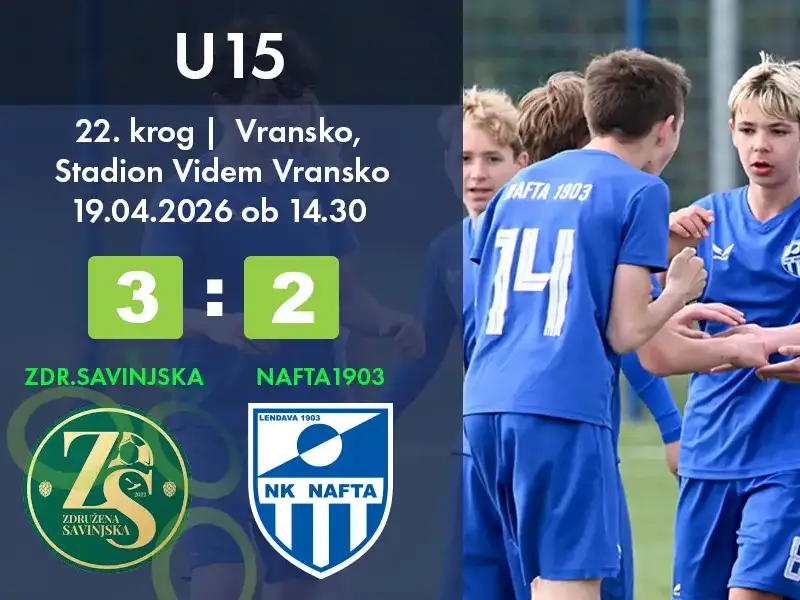 U15 22krog Vransko Stadion Videm Vransko 19 04 2026 2