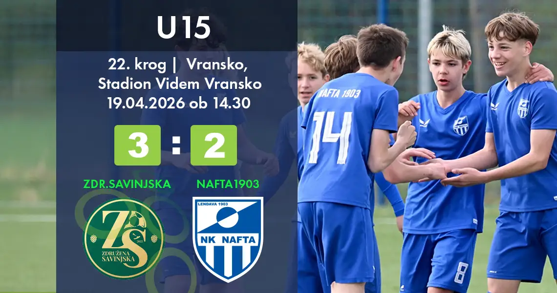 U15 22krog Vransko Stadion Videm Vransko 19 04 2026