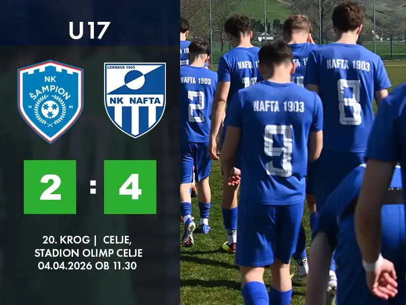 U17 20. krog Celje Stadion Olimp Celje 04.04.2026 ob 11 30 2