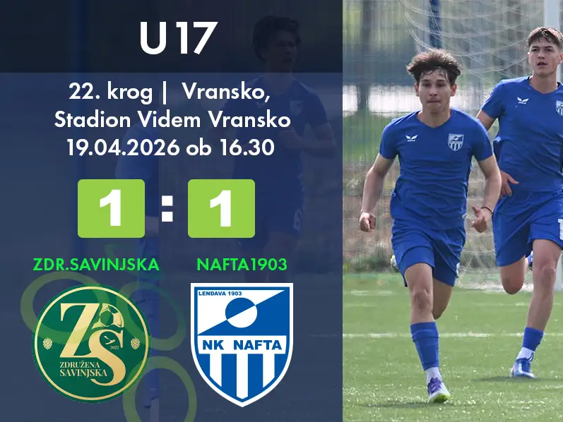 U17 22krog Vransko Stadion Videm Vransko 19 04 2026 2