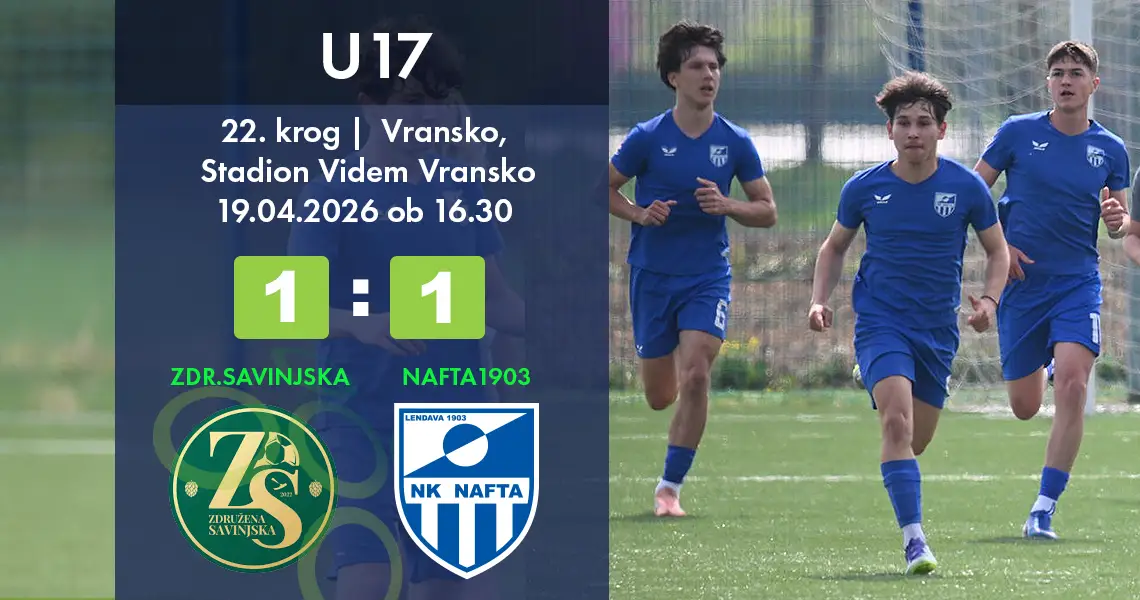 U17 22krog Vransko Stadion Videm Vransko 19 04 2026