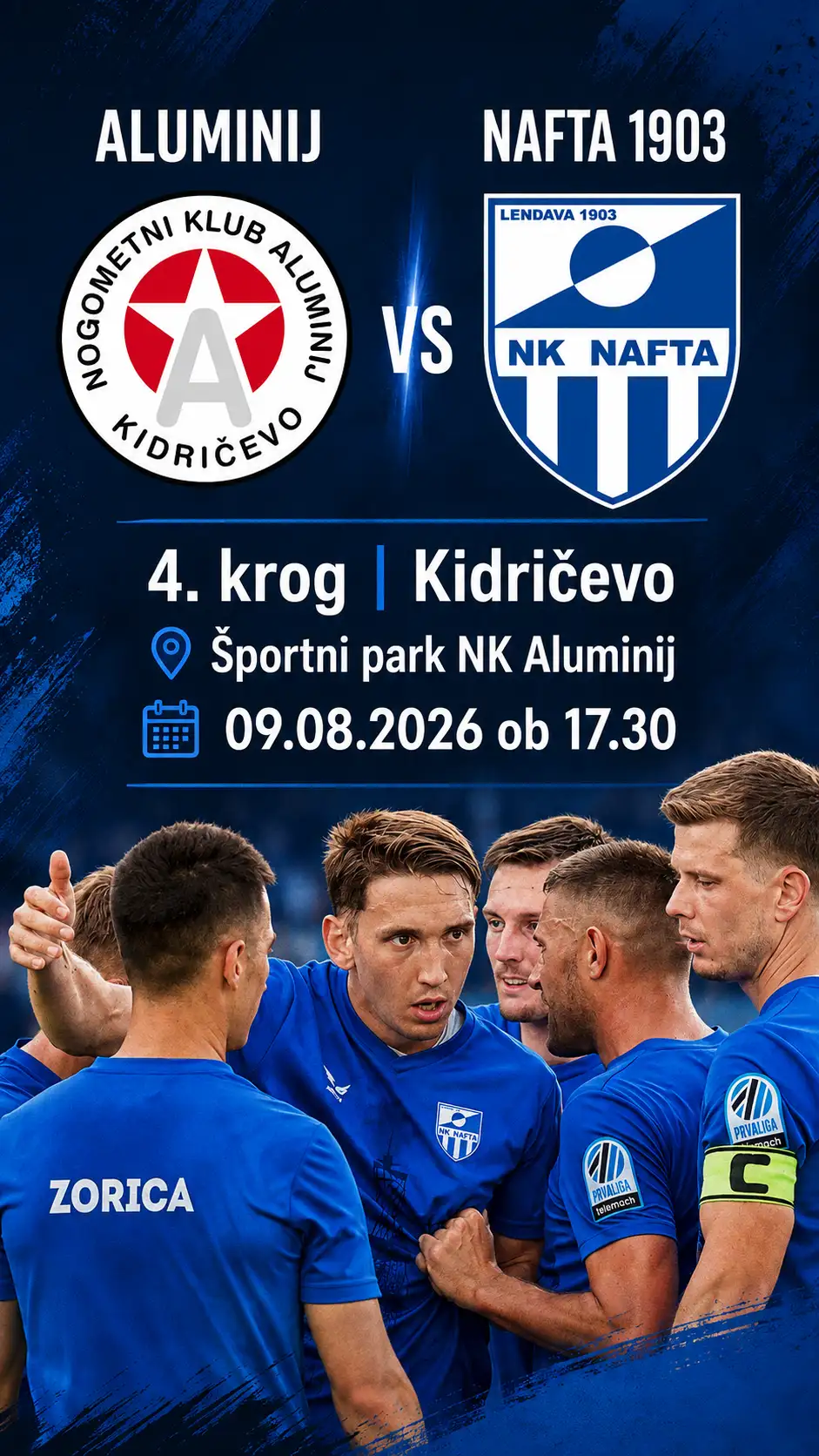 4. krog Kidričevo, Športni park NK Aluminij 09.08.2026 ob 17.30 2