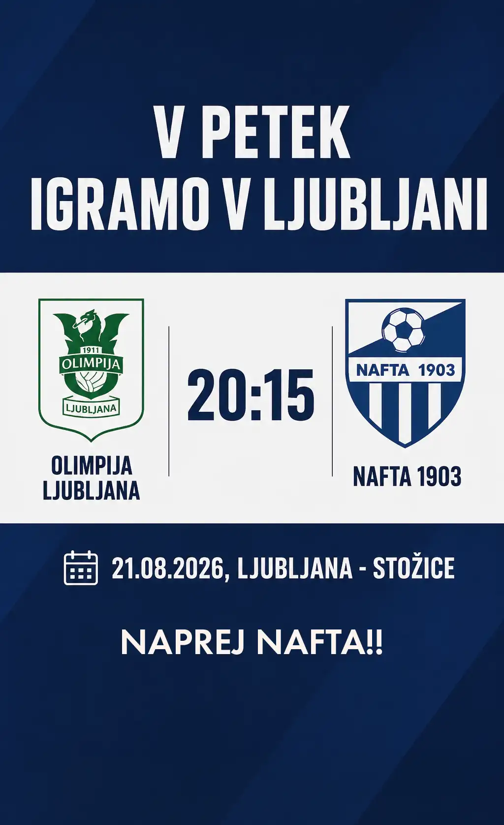 V petek igramo v Ljubljani V petek igramo v Ljubljani