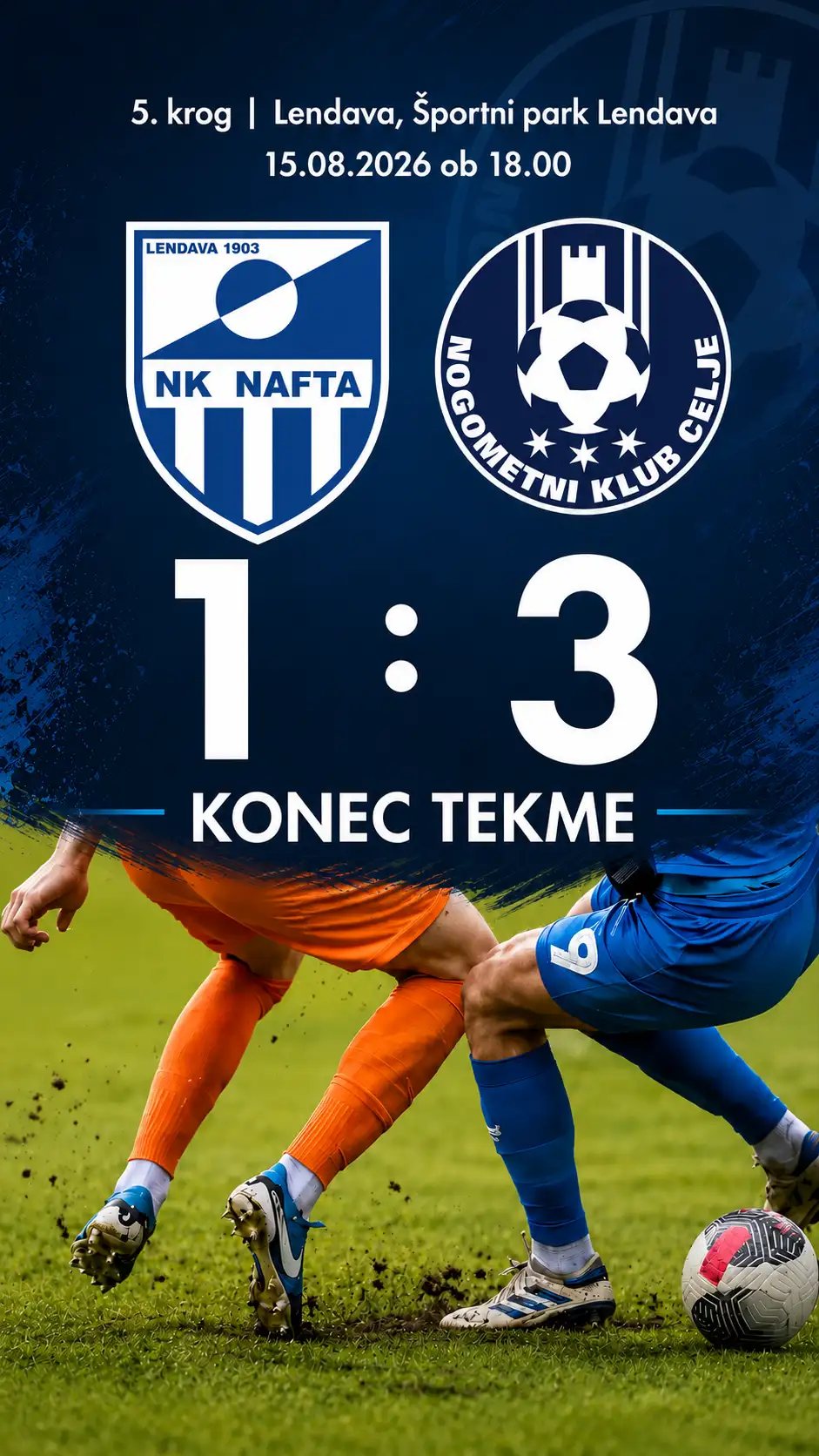 rezultat tekme Nafta 1903 Celje KONEC2